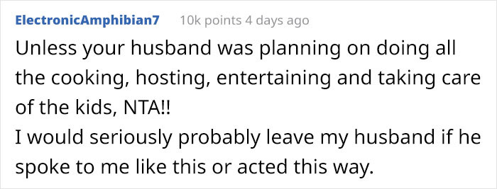 Some people suggested that her husband should do all the work.