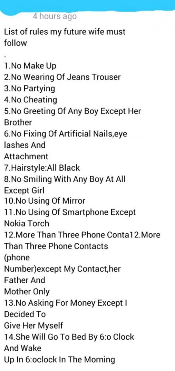 12. Good luck with that. You probably have tons of girls waiting in line… How do you manage them all?