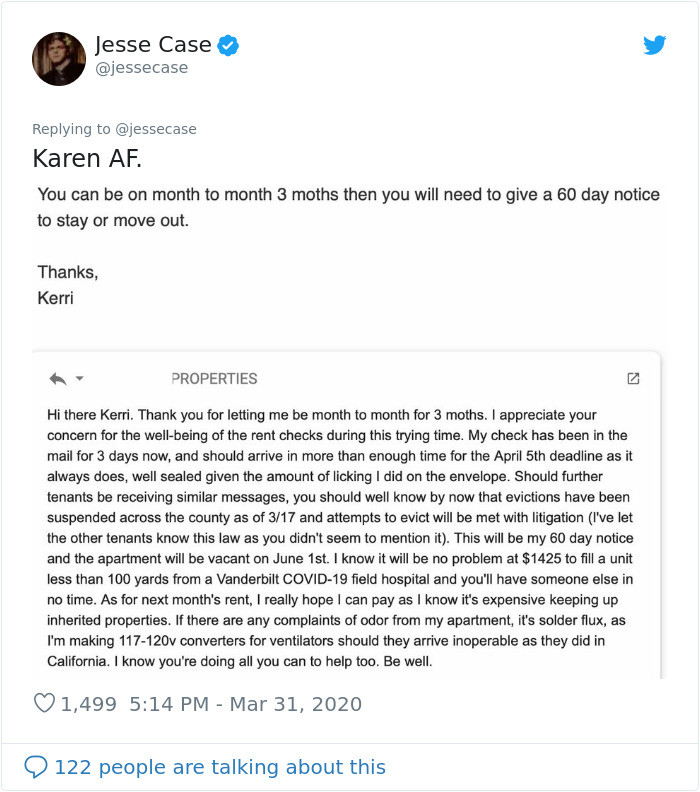 This letter triggered Jesse’s full-Karen response