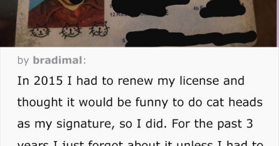 Guy Jokingly Makes The Signature On His ID Three Cat Heads, Regrets It Years Later When He Has To Sign Mortgage Papers