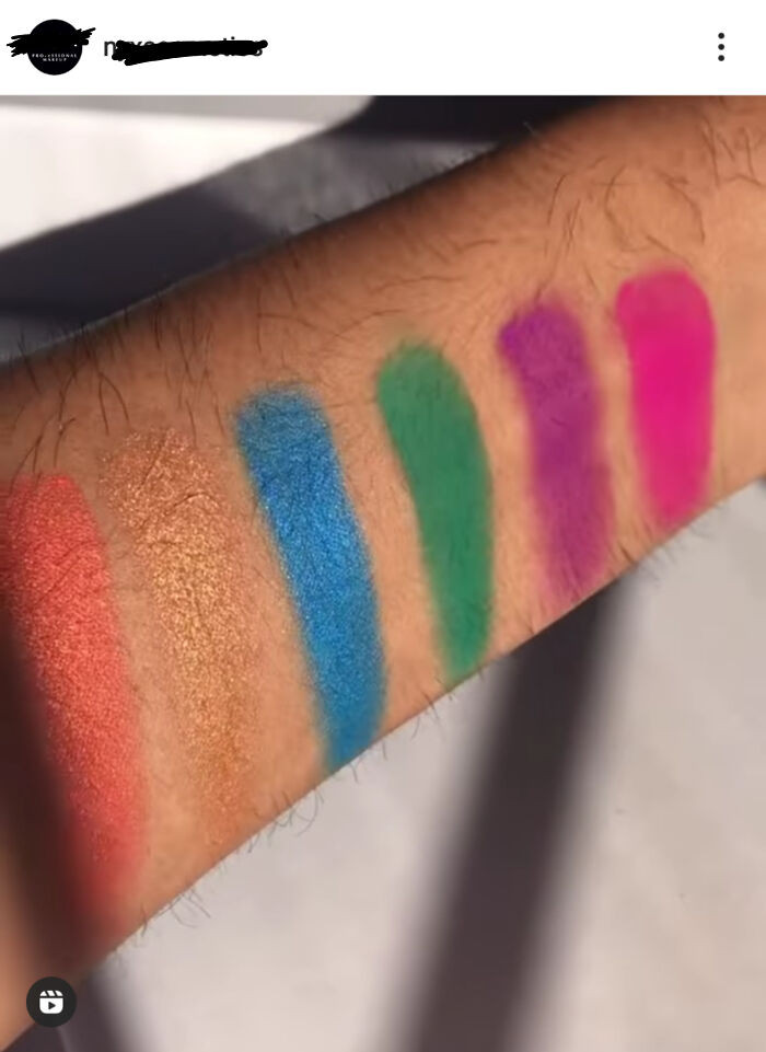 43. Popular make up brand posting swatches on a person with body hair!