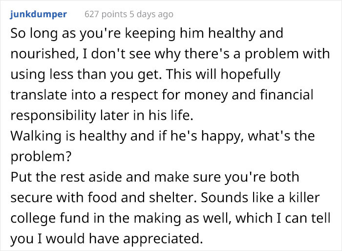 A respect for money and financial responsibility later in life