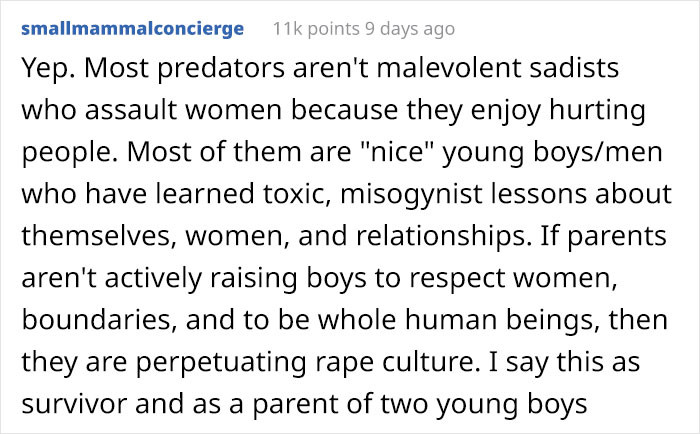 Parents should raise boys to respect women.