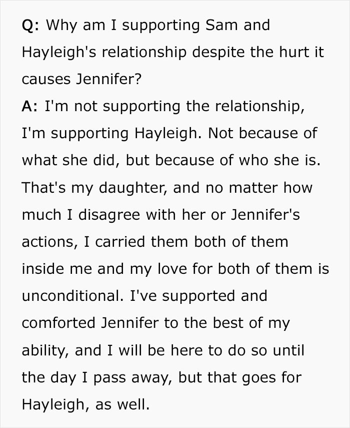 She stated that her love for both of her daughters would always transcend their bad decisions.