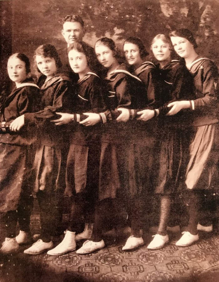 11. “My grandma (third from the left) and her girls’ high school basketball team, 1915”