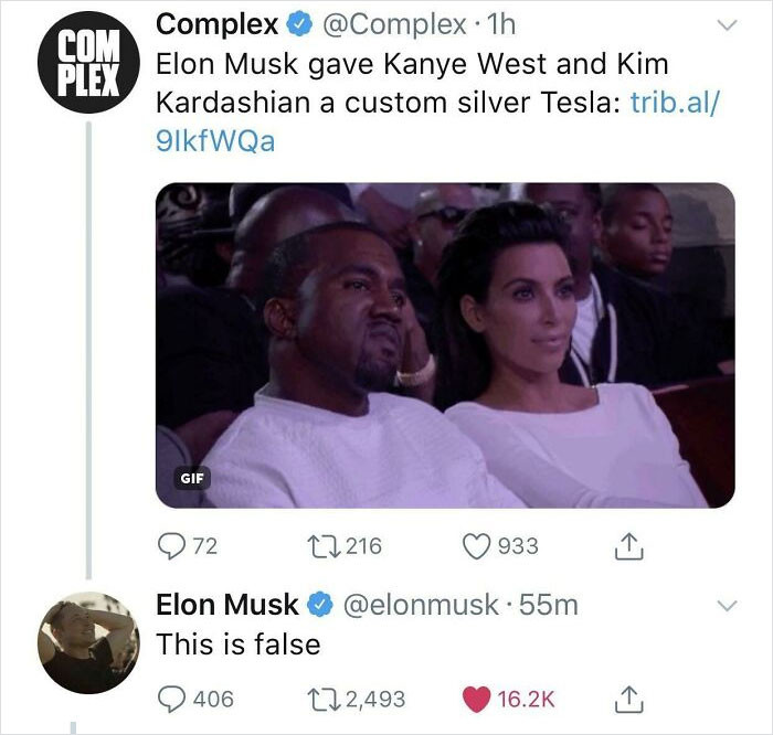 1. Elon Musk is here again calling out Complex