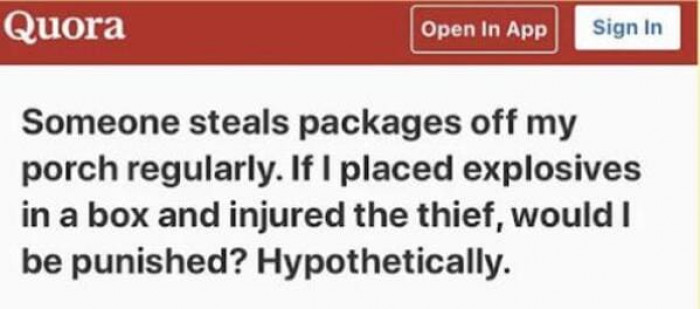 30. Very glad this question about causing serious bodily harm is hypothetical!