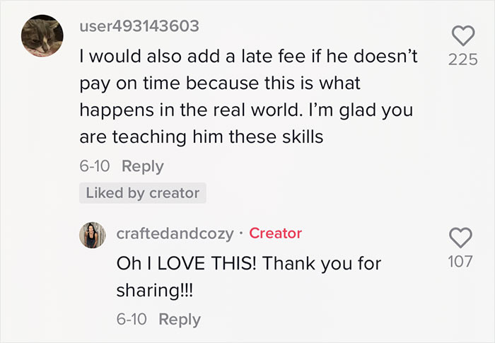 A suggestion of a late fee if he doesn't pay on time.