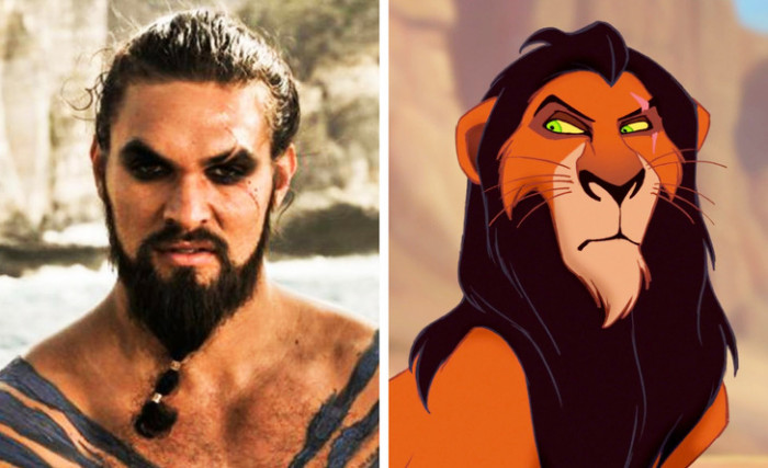 Jason Momoa and Scar from 'The Lion King'