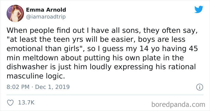 Right. So tantrums and teenage moodiness don't come from emotions at all?