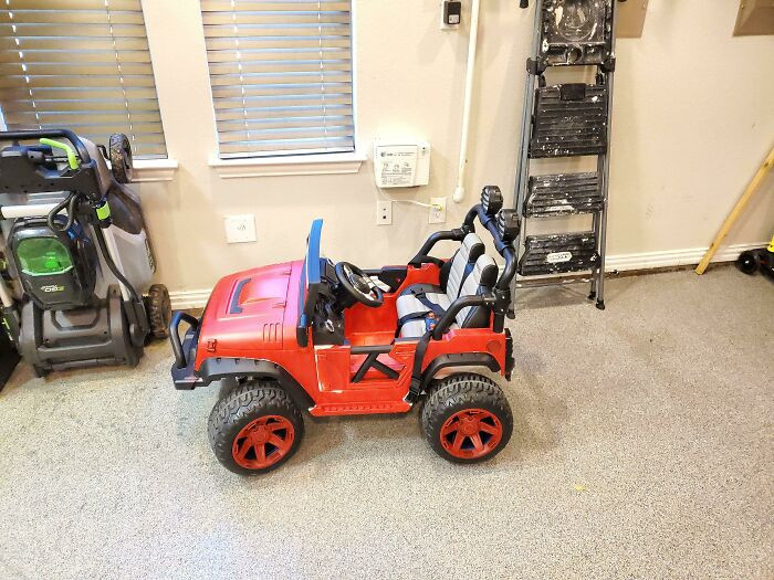 30. Painted it red from white because the 3-year-old wanted it red; now he's crying because he wants it white again.