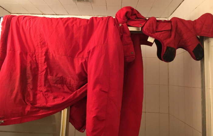 11. "My dad didn’t want a dog. Now he hangs up both their coats to dry after it rains."