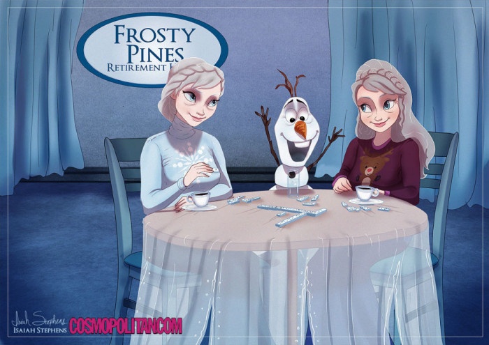 4. Elsa, Anna, and Olaf playing Scrabble, well of course they are!