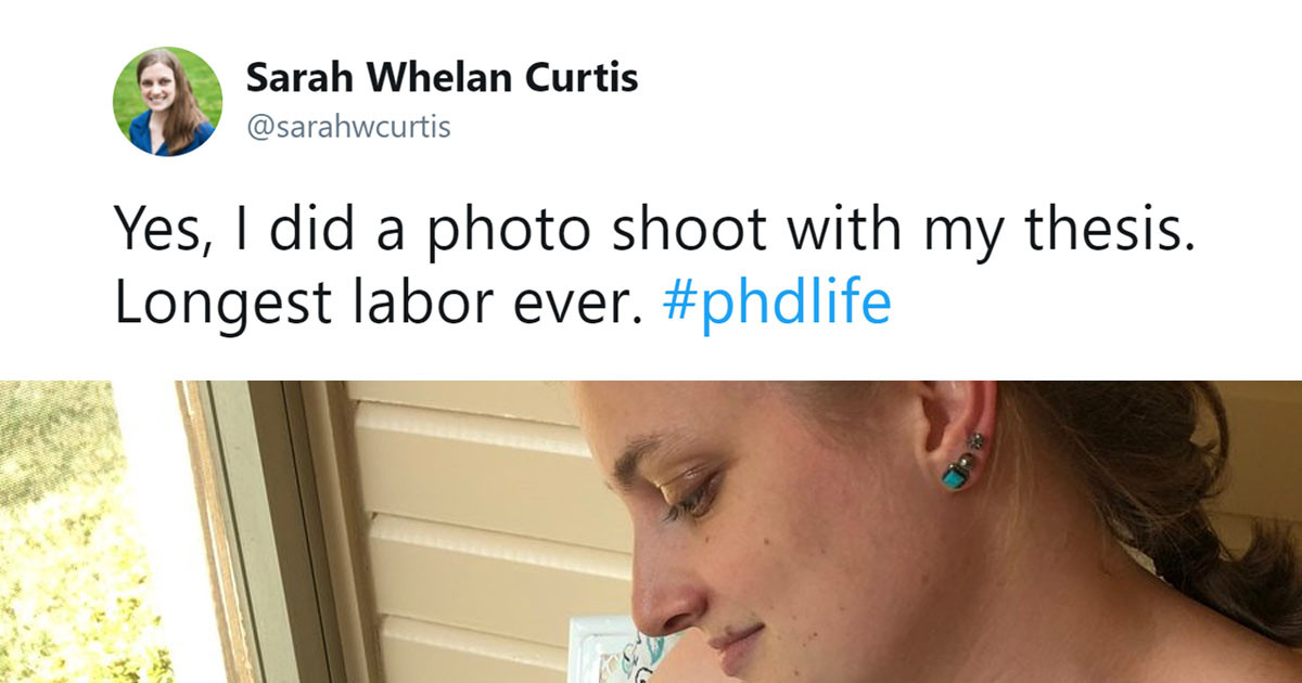 Grad Student Has A Maternity Photo Shoot With Her Thesis