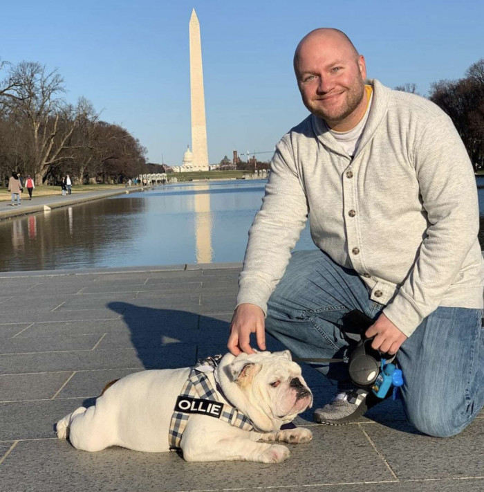 Ollie with his Dad striking a dignified pose fit for a president