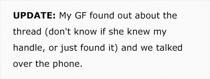 After His Girlfriend Saw and Read His Reddit Post, the Boyfriend Provided an Update to the AITA Community.