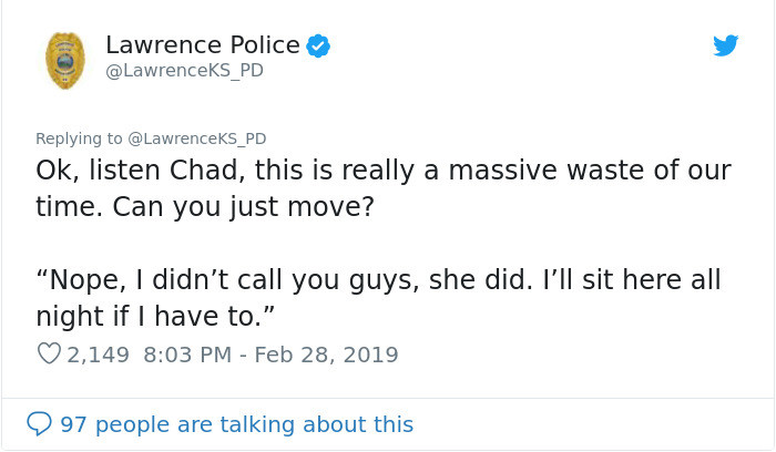 Chad is also a pompous jerk.