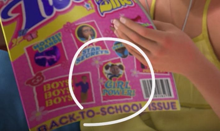 16. Darla from Finding Nemo can be seen on the magazine Molly is reading here.