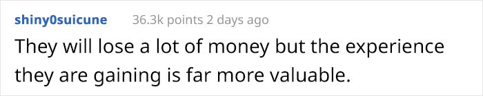 I hope the company gains some valuable experience from this whole ordeal