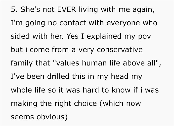 She will never take her sister in again.