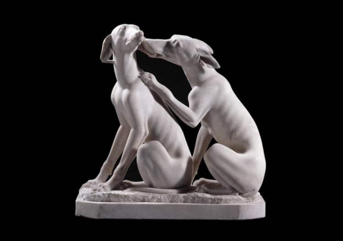 8. Marble statue of a pair of dogs, circa 1 AD – 199 AD