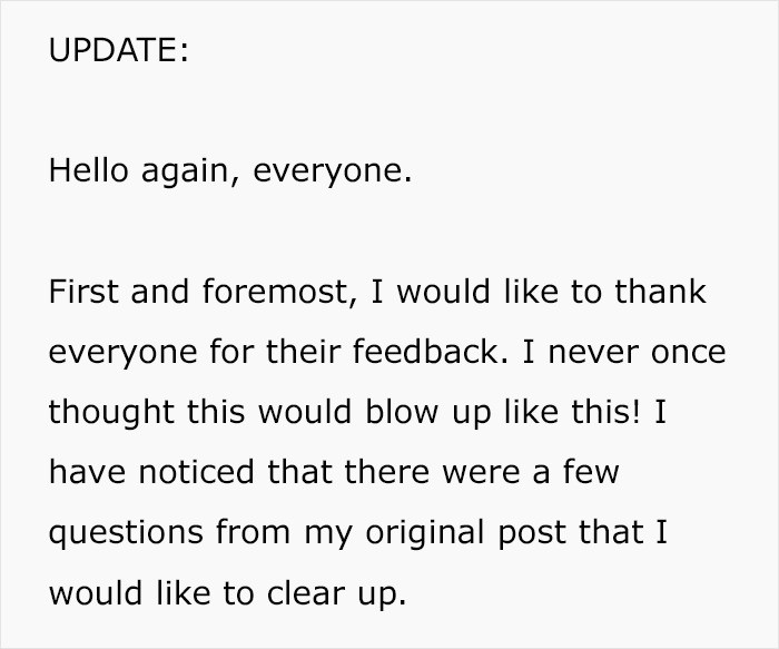 Later, she posted an update.