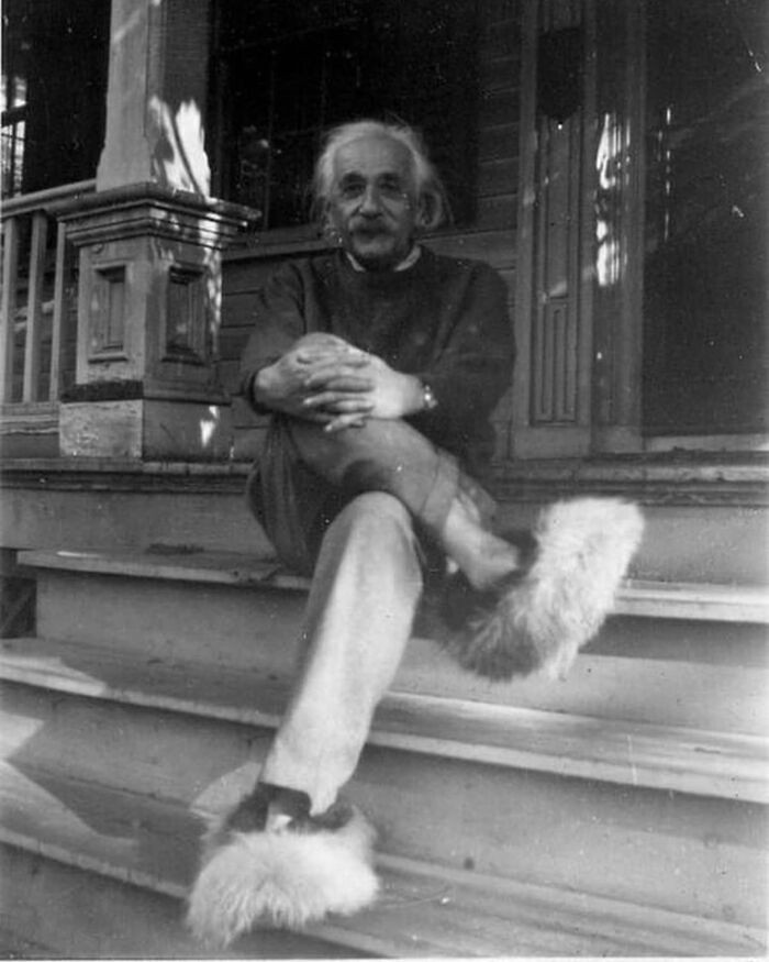 36. Albert Einstein Wearing Fuzzy Slippers In The 1950s