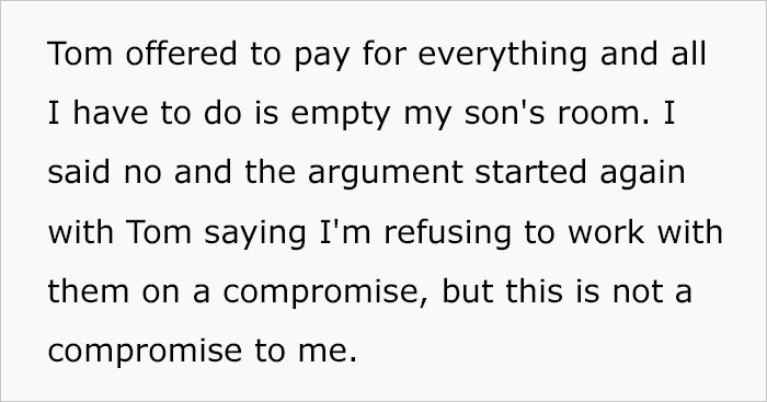 Even though the son-in-law wants to pay for everything, she doesn't think it is okay.