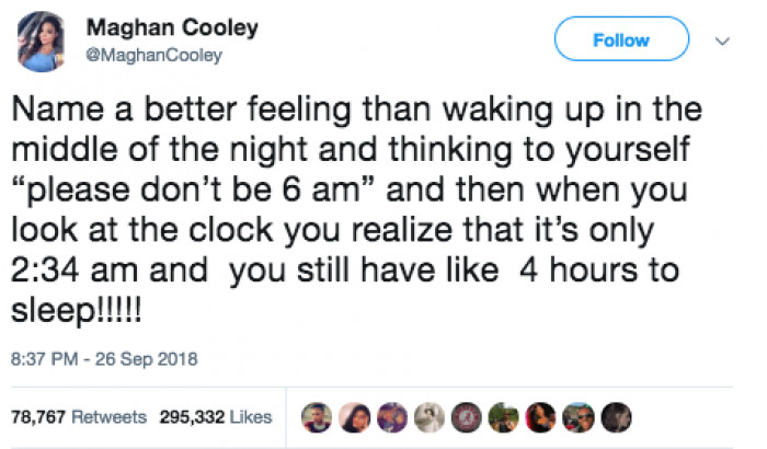 No better feeling than knowing you can have more sleep.