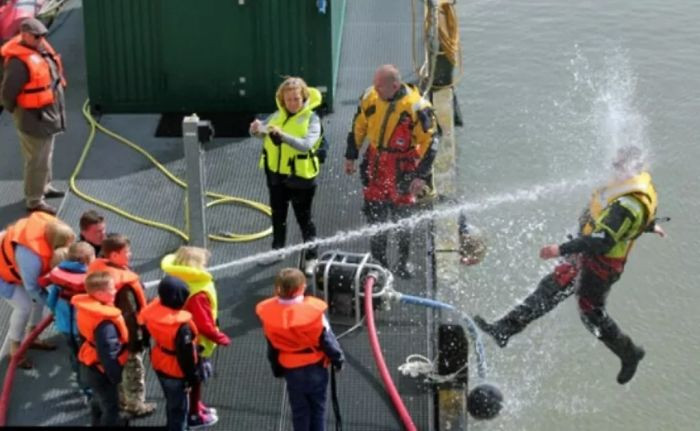 Don’t play with the fire hose during Coast Guard demo