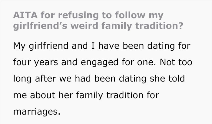 He even feels that he might be TA for refusing to follow this sinister-sounding family tradition.