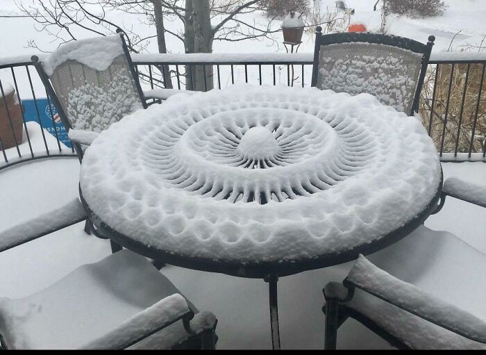 7. Snow design on a patio table