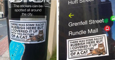 Racist Graffiti Around Manchester Is Mysteriously Being Covered By Cat Stickers