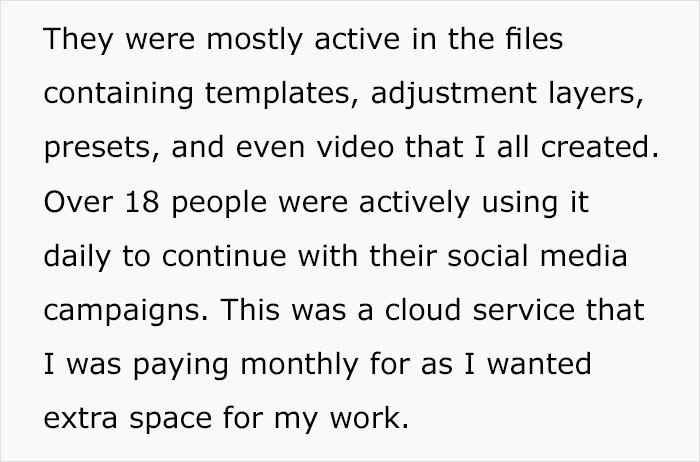 The company was actively using my files