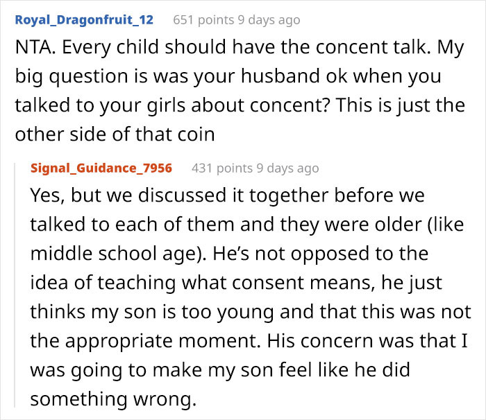 OP clarified her husband's concerns.