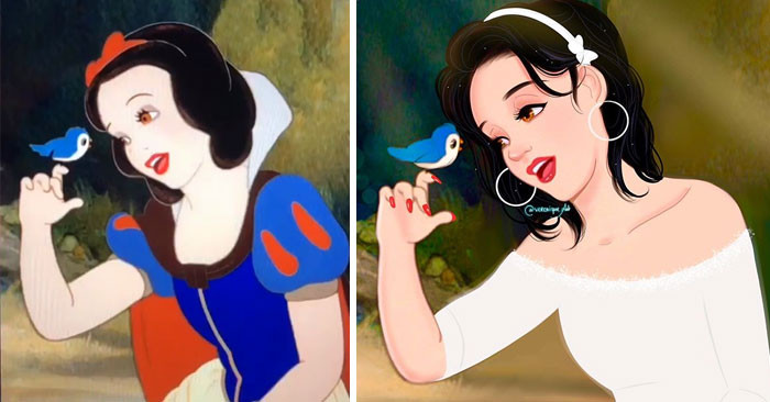 Artist Gives Classic Disney Characters A Seriously Modern Day Glow Up While Documenting The 