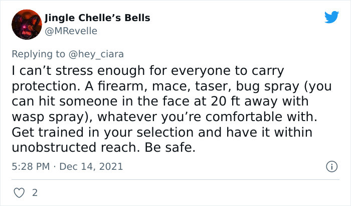 It's always a great idea to carry some form of self-defense, especially when you are out and about.