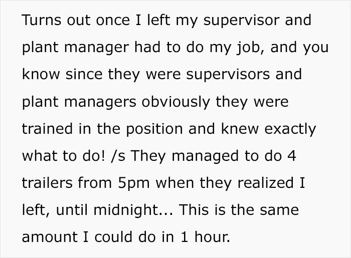 It turns out that the managers had to work the second shift