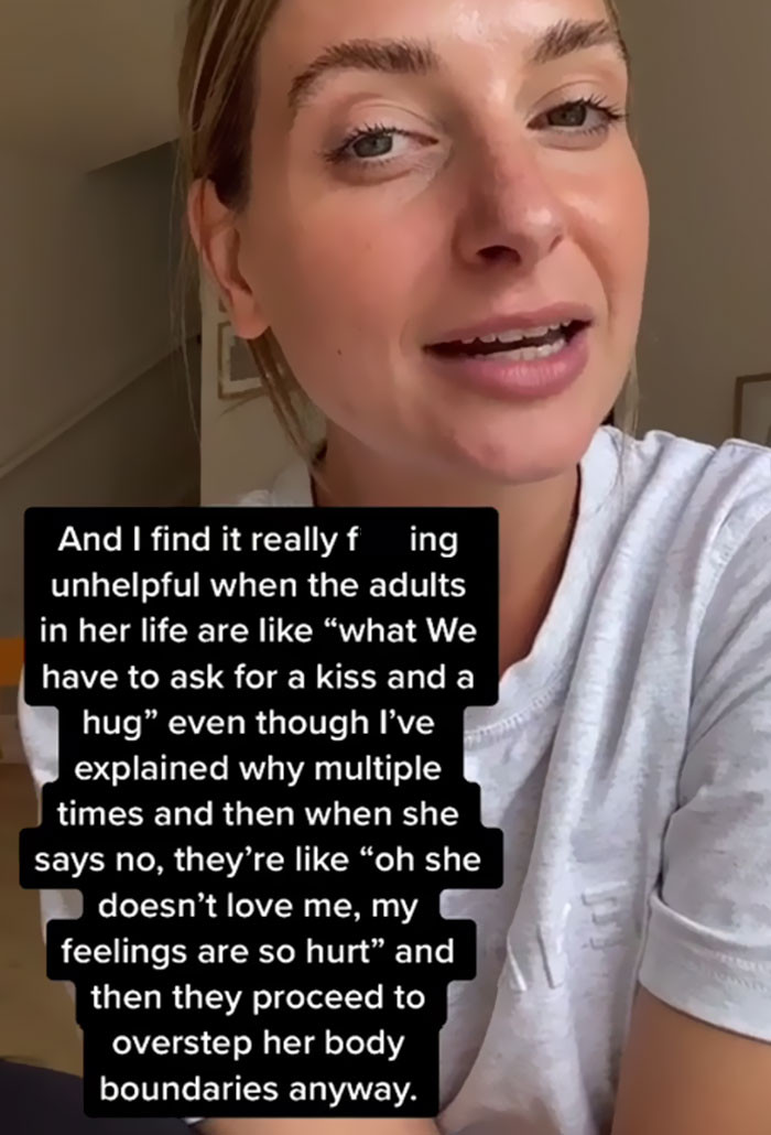 She hates it when adults overstep her daughter's boundaries by using guilt.