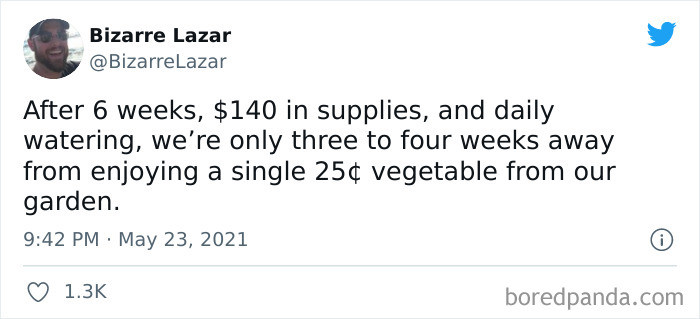 27. I'm weeks away from enjoying vegetable from our garden