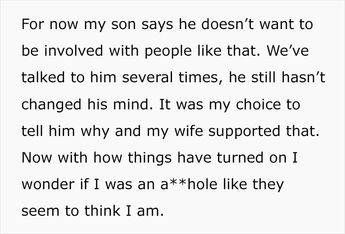 Grandson decided to cut contact with them after he learned the truth.