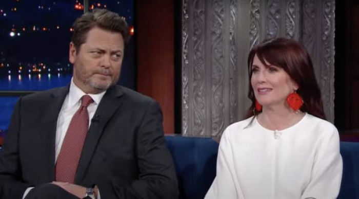 Nick Offerman vs. Megan Mullally. Nick is roughly twice as popular in the recent poll.