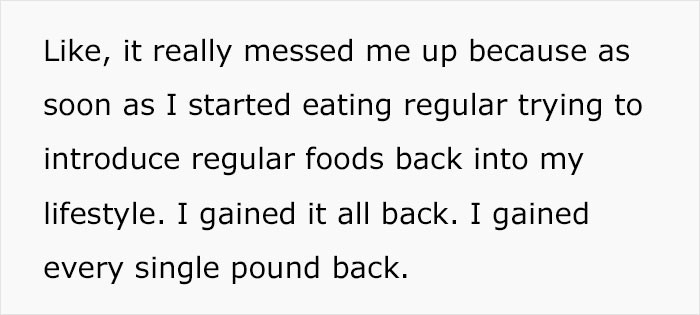 She eventually started gaining back the weight