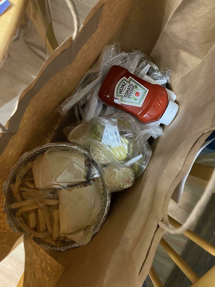 35. 'A side of ketchup' from a restaurant