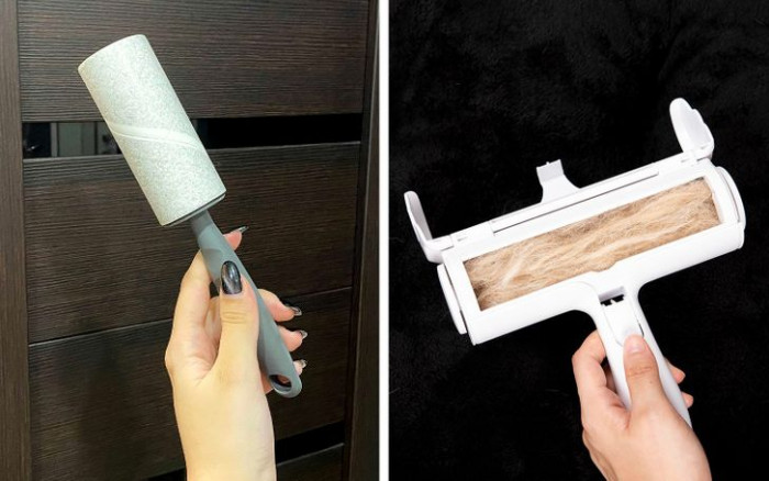 A velour lint roller can come in handy.