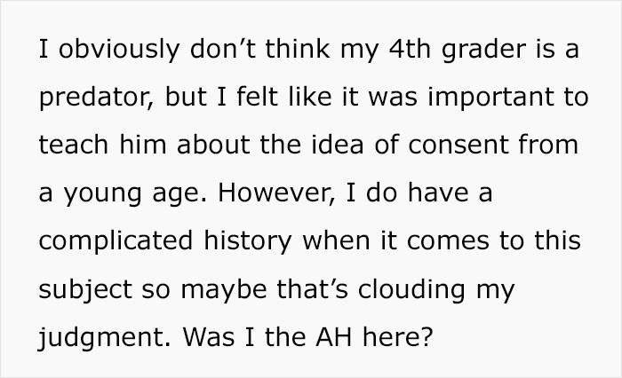 OP has a bad personal experience and wants to teach her son from an early age.