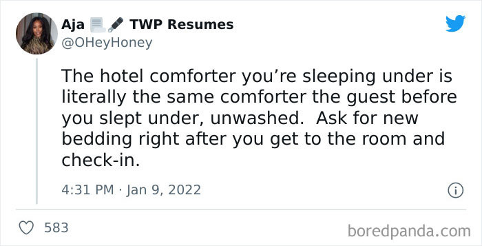 26. Ask for new bedding.