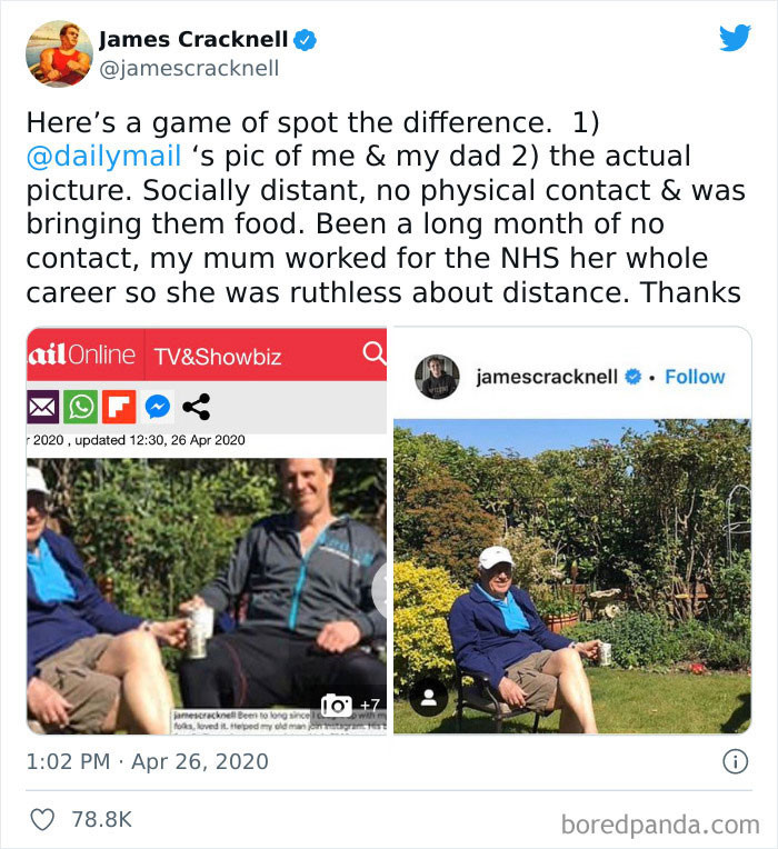 14. Daily Mail photoshops man’s photo to accuse him of flaunting social distancing