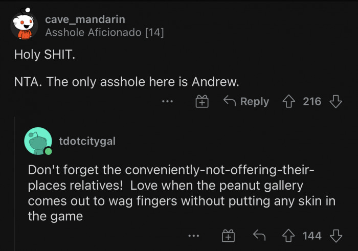 The relatives are unwilling to house him, yet they still complain.