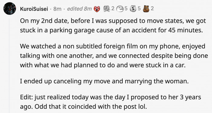 8. When your date doesn't overreact when things don't go according to plan. Happy anniversary to this couple!